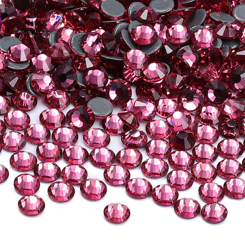 QIIY SS6-SS30 Siam Glas Kristall Strass Hot Fix Strass Glitter Eisen auf Flatback Steine Für Kleidung Zubehör DIY – Detail 4
