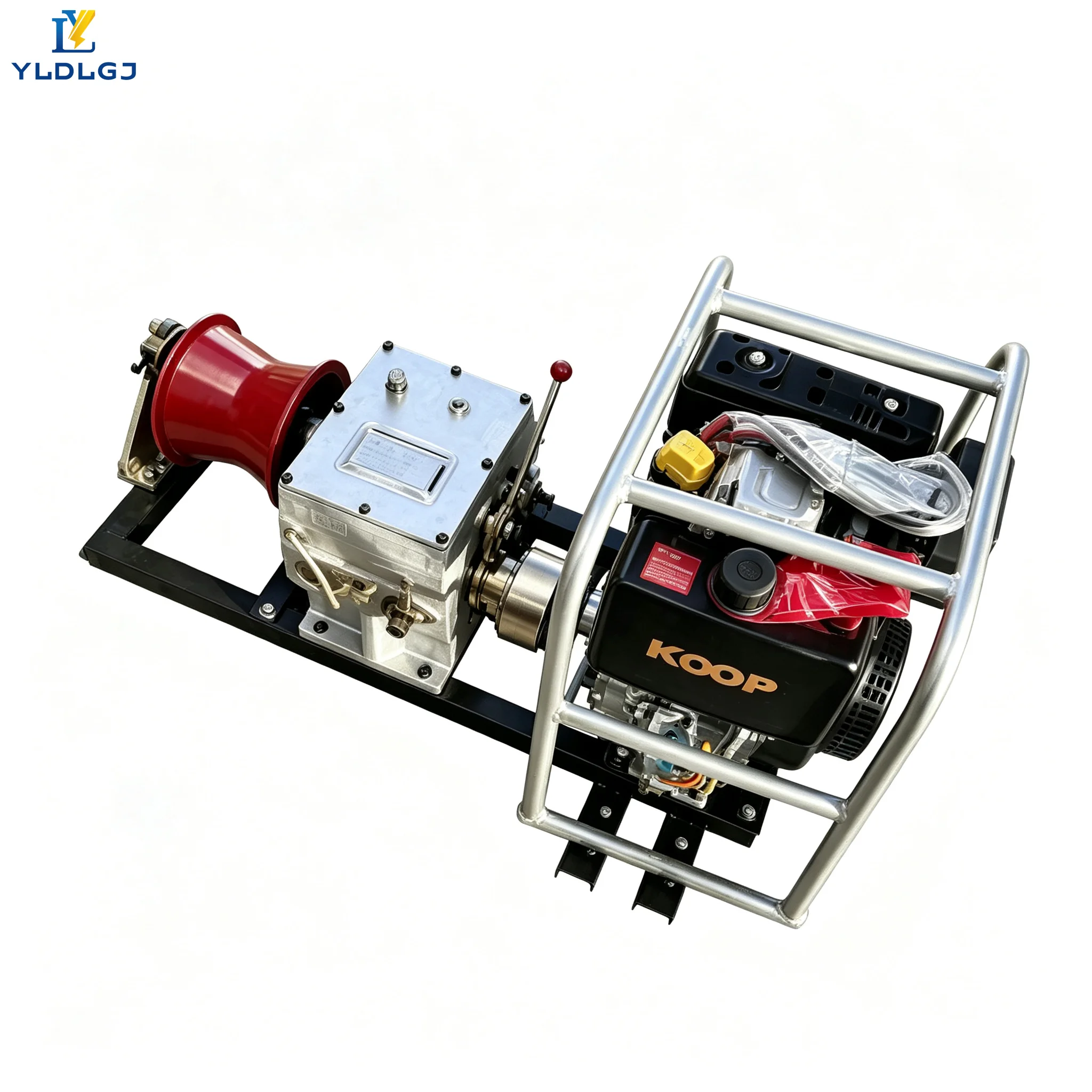 YILI 5T Hybrid Gas Electric Capstan Winch Dual Mode Red Drum Roll Cage Portable Cable Puller Robust Build Factory Direct Gear