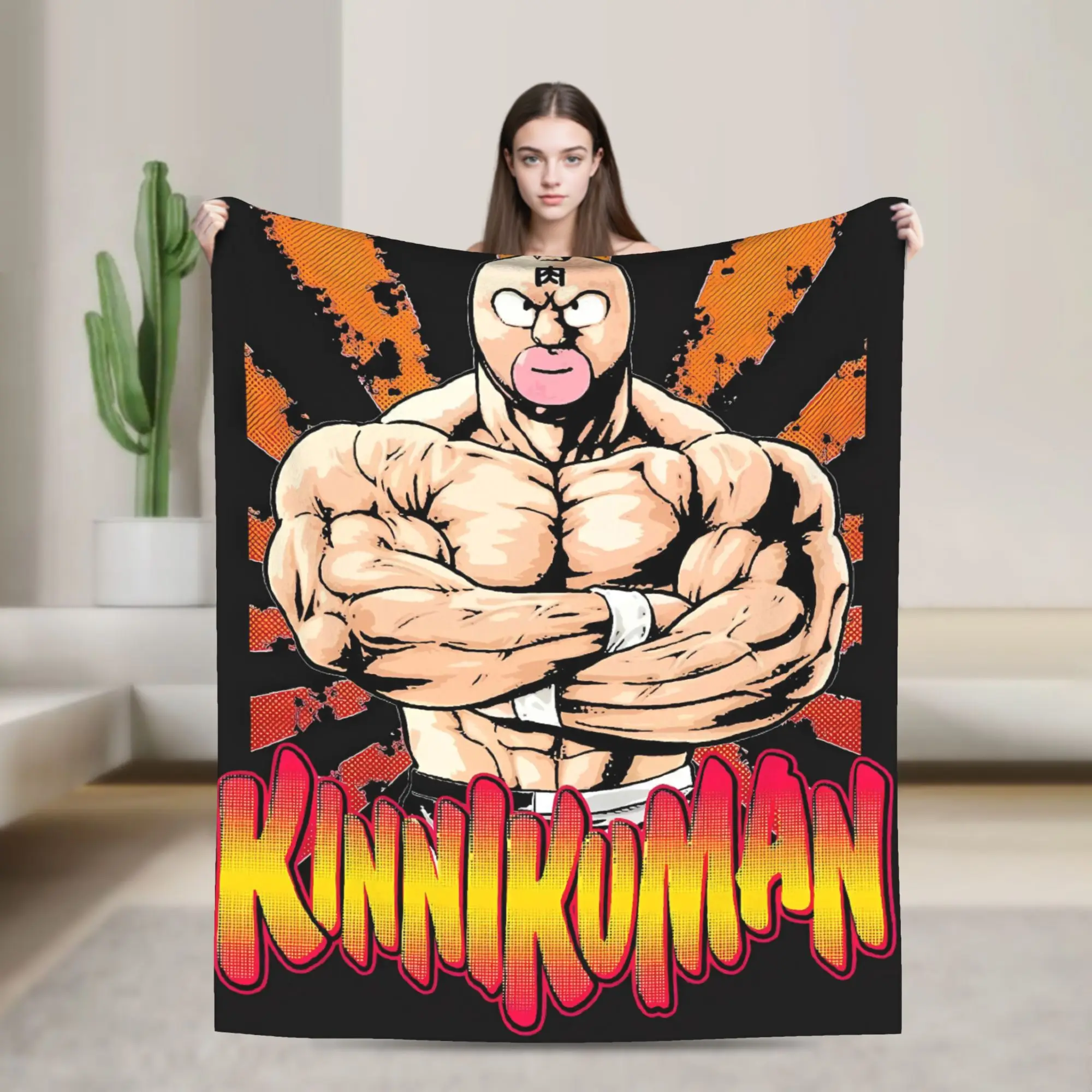 

Фланелевые одеяла Kinnikuman с героями мультфильмов, осенние теплые мягкие постельные принадлежности, пледы для детского дивана, стула с принтом, покрывало для дивана-кровати