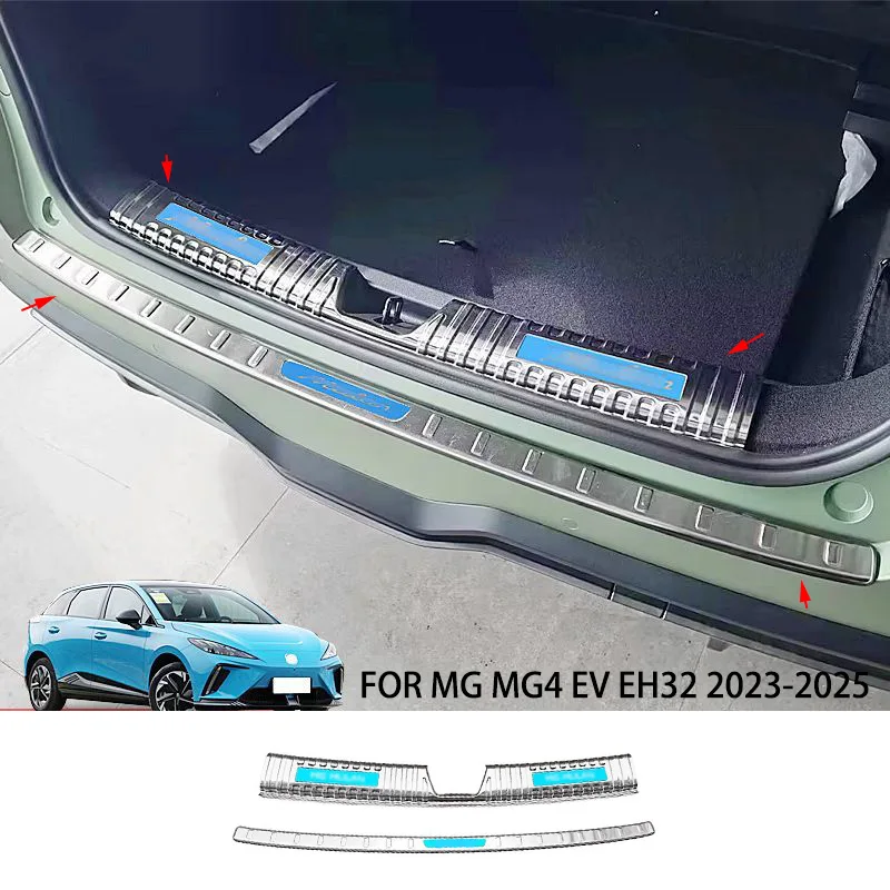 

ПОДХОДИТ ДЛЯ MG MG4 EV EH32 2023-2025 Нержавеющая сталь, хромированный задний багажник, внутренняя и наружная защитная крышка бампера, накладка на порог