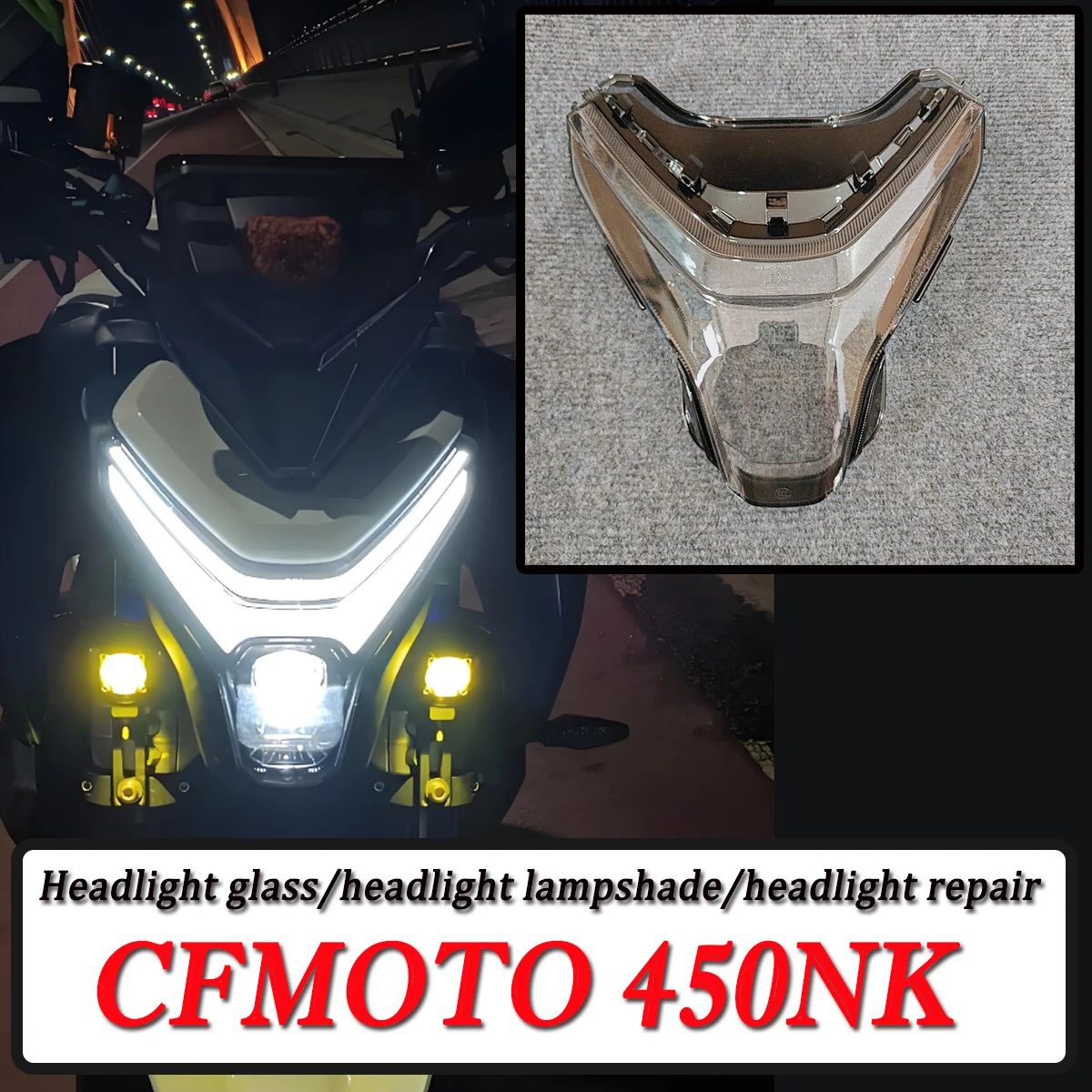 

Motorcycle headlight accessories headlight lampshade headlight glass modification parts housing FOR CFMOTO 450NK NK450