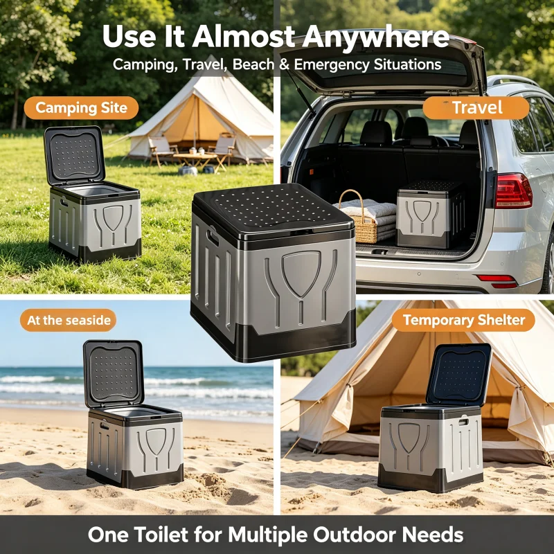 Portable Outdoor Toilet Camping Potty Car Emergency Toilet Foldable Sturdy Commode for RV Hiking Self‑Drive Outdoor Use Adults - view 4