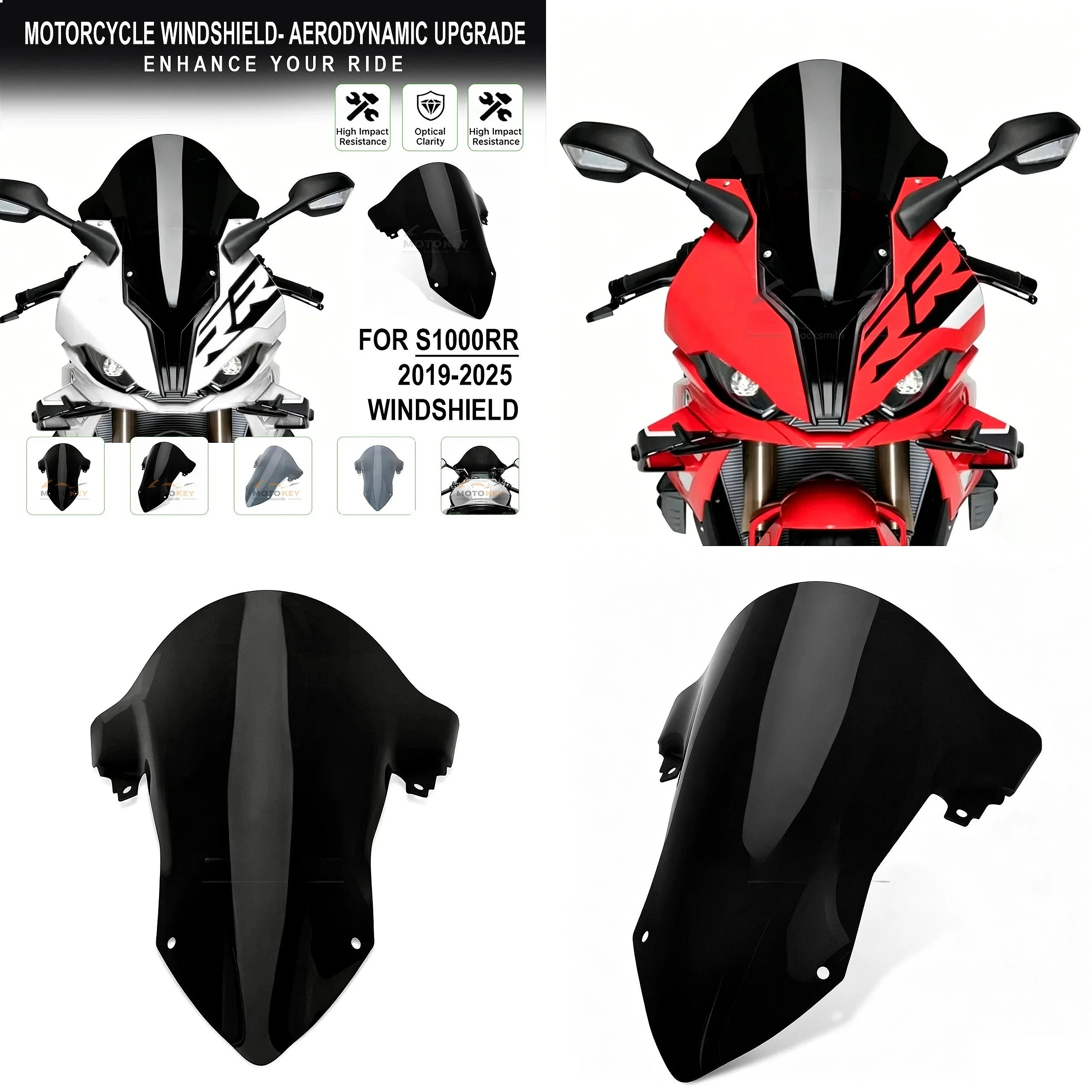New FOR S1000RR 2019-2025 Windshield Windscreen Wind Deflector Spoiler Protector Motorcycle Accessory for S1000RR R R