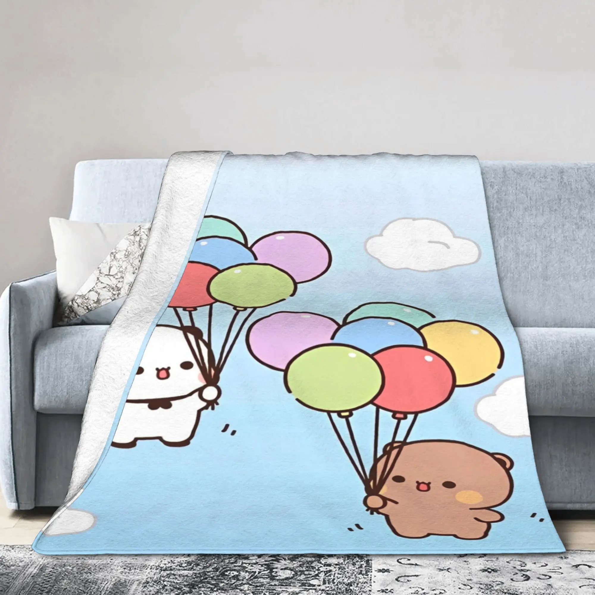 

Stylish Bubu and Dudu Balloon Blanket Lightweight Thin Coral Fleece Plush Comfortable Throw Blanket Machine Washable