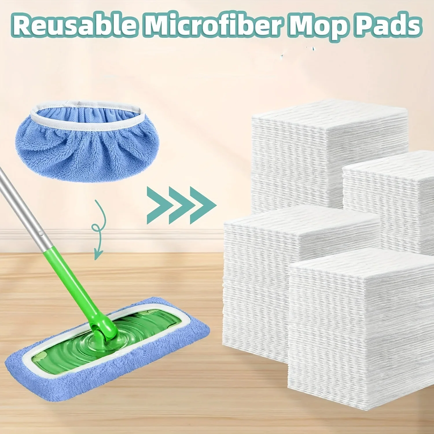 4pcs Reusable Mop Pads Ultra-Fine Fiber Dry Sweeping Cloth And Machine Washable Wet Pads for Replacement