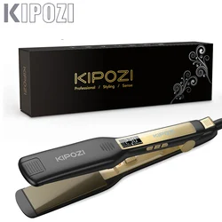 KIPOZI-Fer à lisser professionnel en titane avec écran LCD numérique, fer à friser à chauffage instantané, tension touristique, 2024