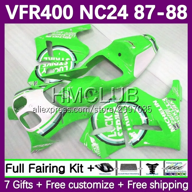 Fairings For HONDA VFR400 R V4 NC24 VFR400RR VFR400R 1987 1988 41No.166 RVF400R RVF VFR 400 R RR 400R CC 87 88 Body green lucky