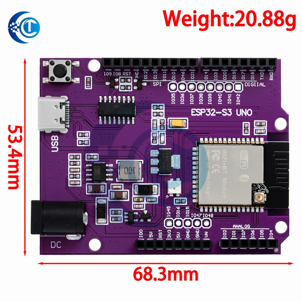 ESP32-S3 for UN-O Development Board: Compatible with WR-00M-1-N8R2/WR-00M-1-N16R8 Modules & Dev-KitC-1