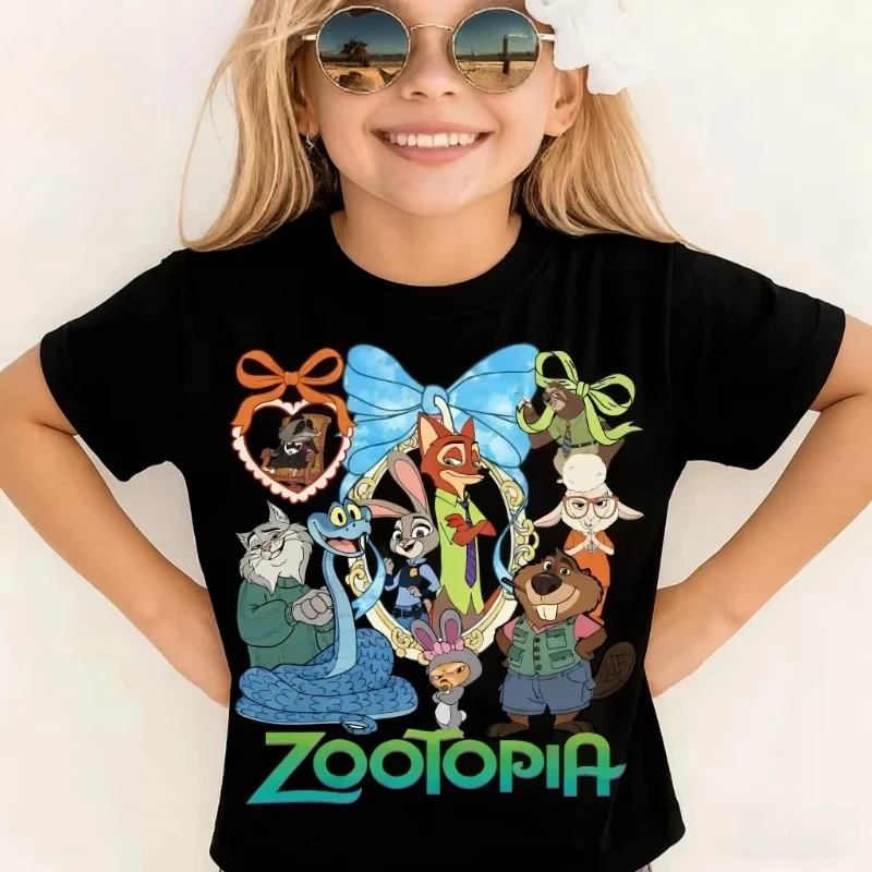 

Новая летняя футболка Crazy Town 2 Nick Judy Disney для мальчиков и девочек, повседневная детская рубашка из чистого хлопка с короткими рукавами