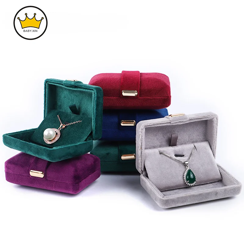 

Velvet Jewelry Box Flannel Ring Necklace Box Wedding Ring Gift Box Pendant Jewelry Packing Box Cajas De Joyería