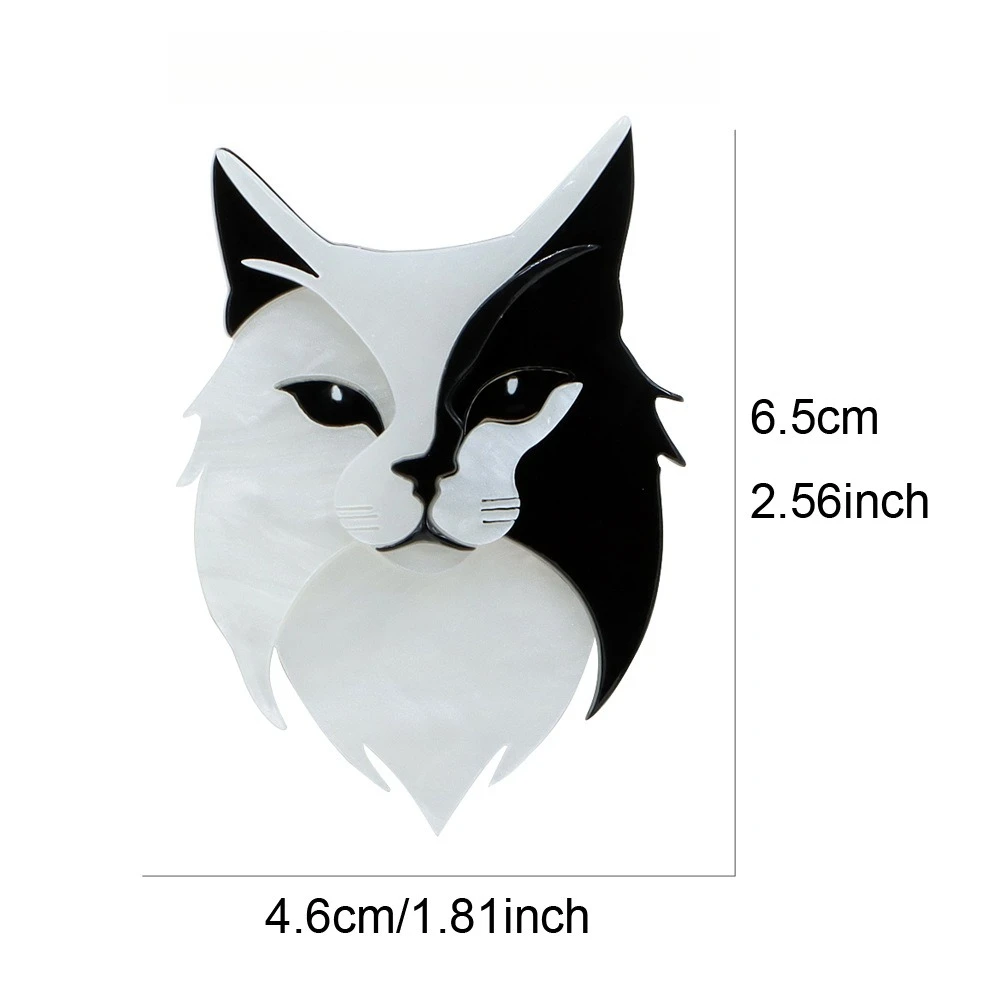Poke The Cat's Heart Brooch Mysterious Black And White Mandarin Duck Face Cat Pin Acrylic Cute And Personalized Pins Accessories