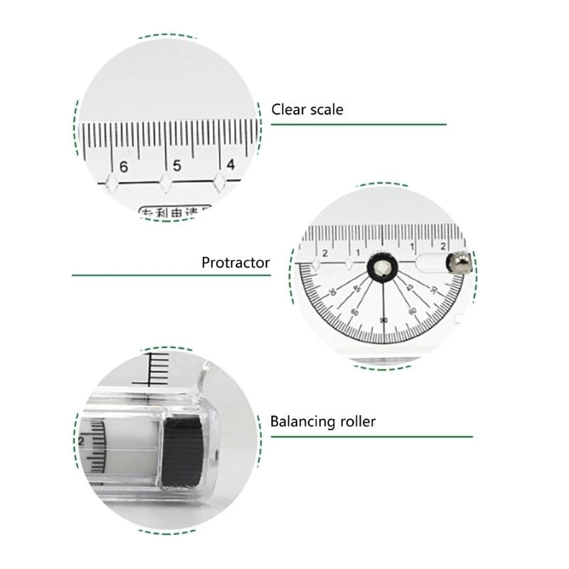 Portable Universal Multi-purpose Rolling Ruler Drawing Parallel Compass-Ruler School Stationery Protractor Ruller