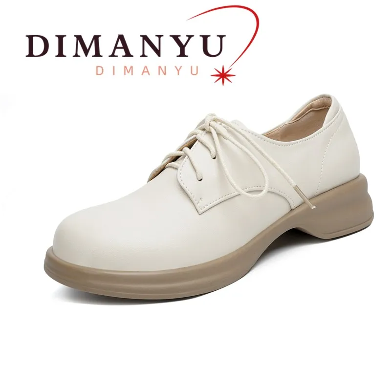 

DIMANYU Women's Daily Shoes Genuine Leather 2026 New Spring Lace-up Women's Commuting Shoes Large Size Work Shoes For Ladies