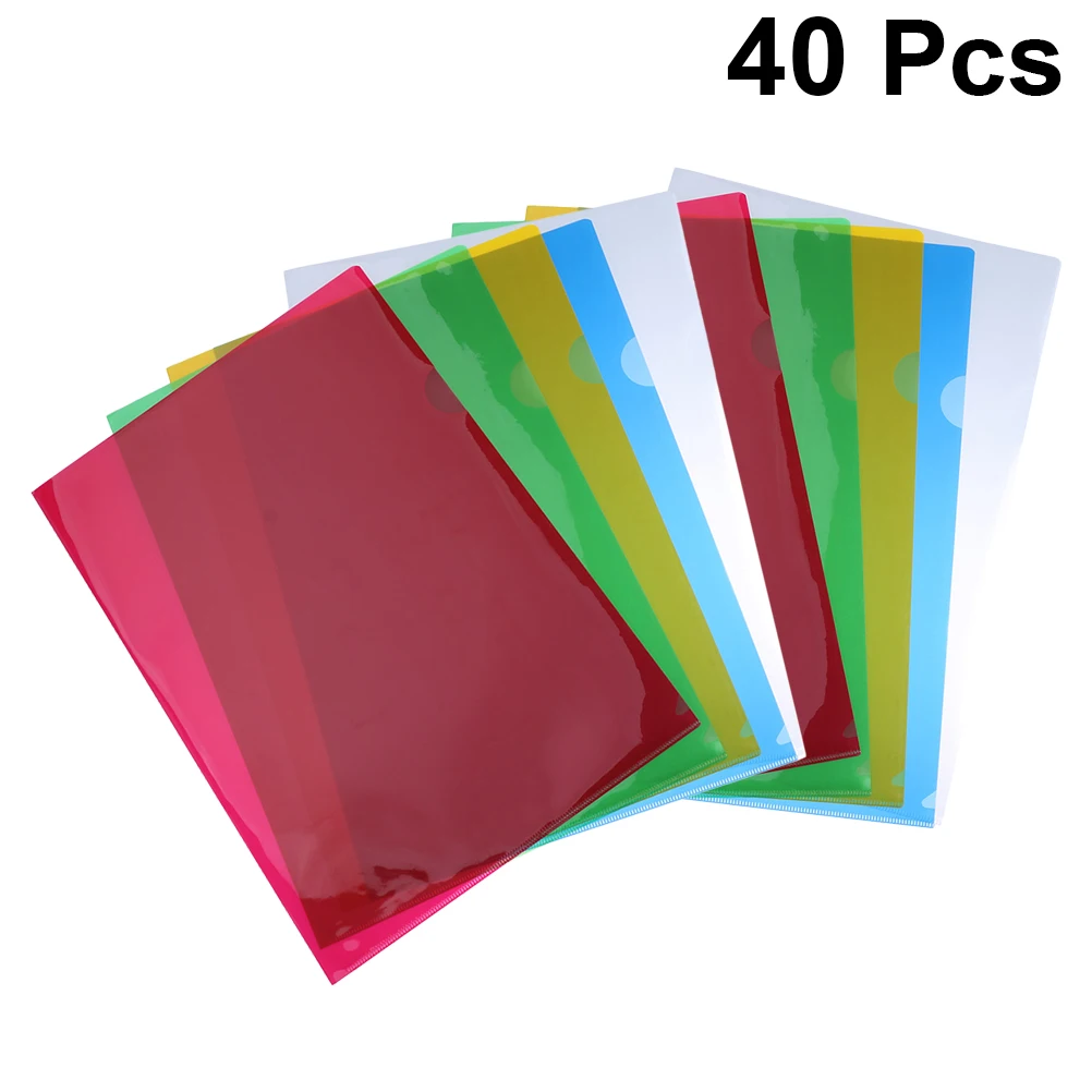 

40 Pcs L Shape File Clip Board A5 Paper Holder Waterproof Lightweight Portable Document Folder With Elastic Band For Office