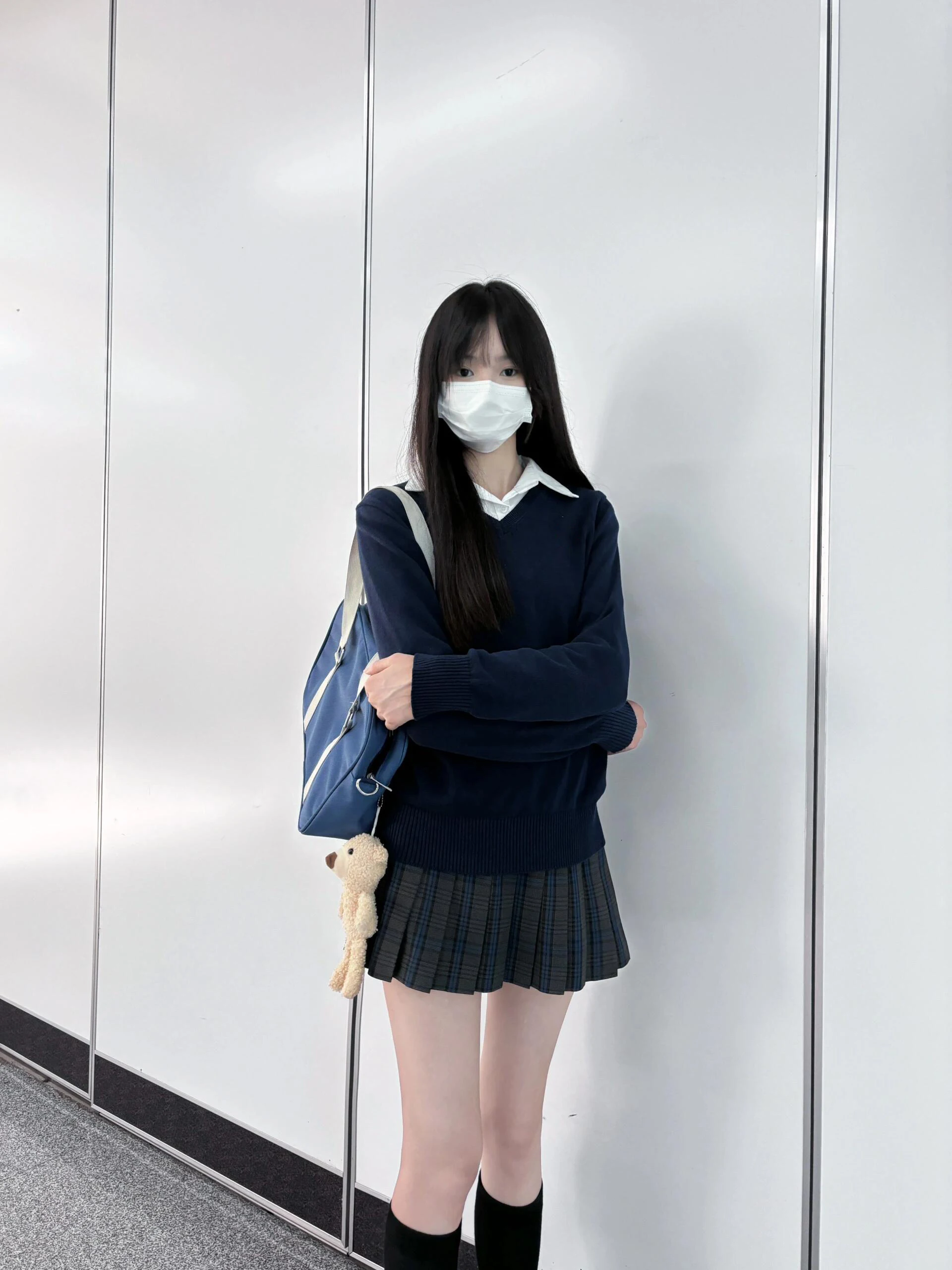 

Теплый вязаный комплект: юбка и удлиненный свитер для девочек, с высокой талией, в клетку, для колледжа, осенняя одежда