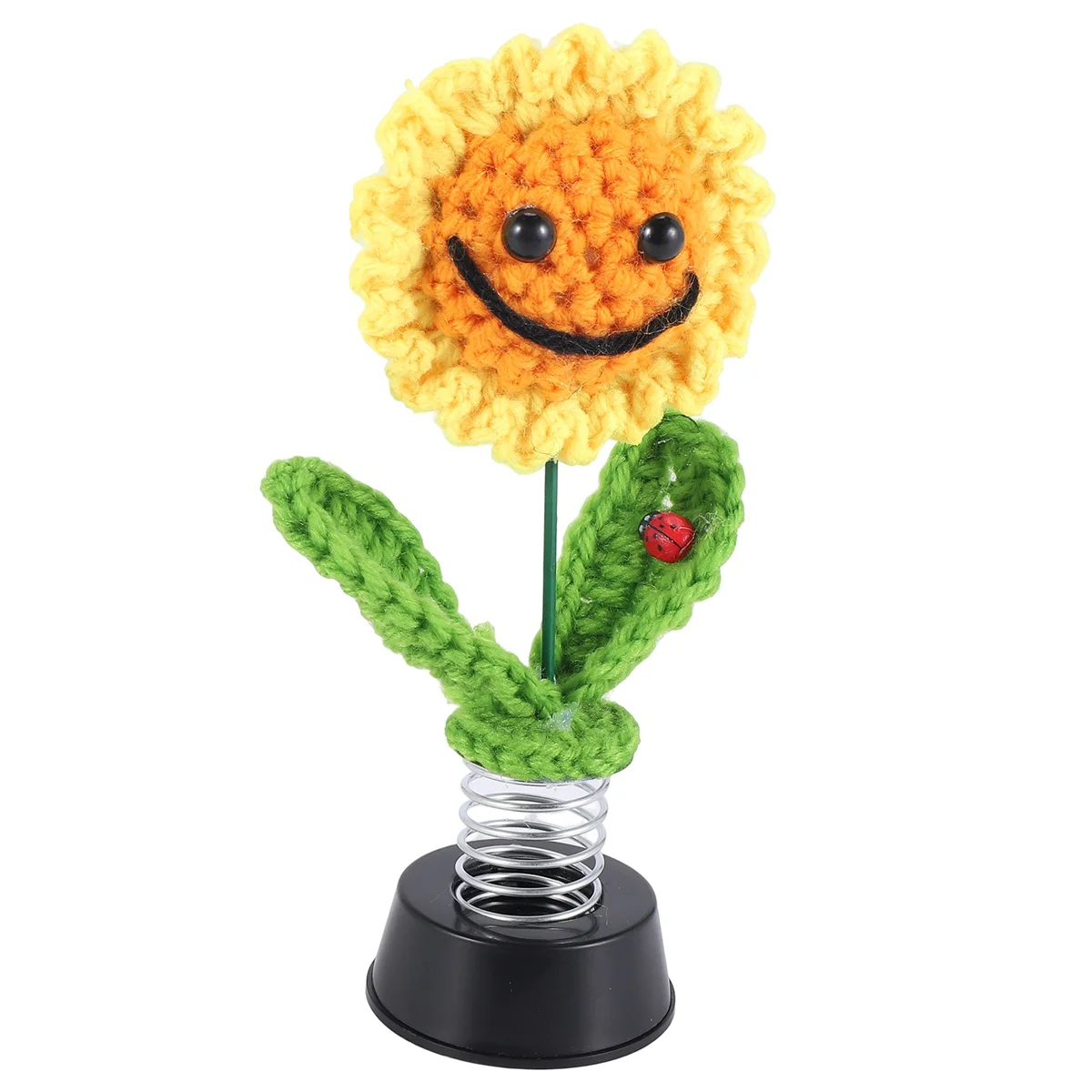 Sunflower Car Dashboard Decorations, Dashboard Bobbleheads Knitted Flowers for Women Car Ornament Accessories