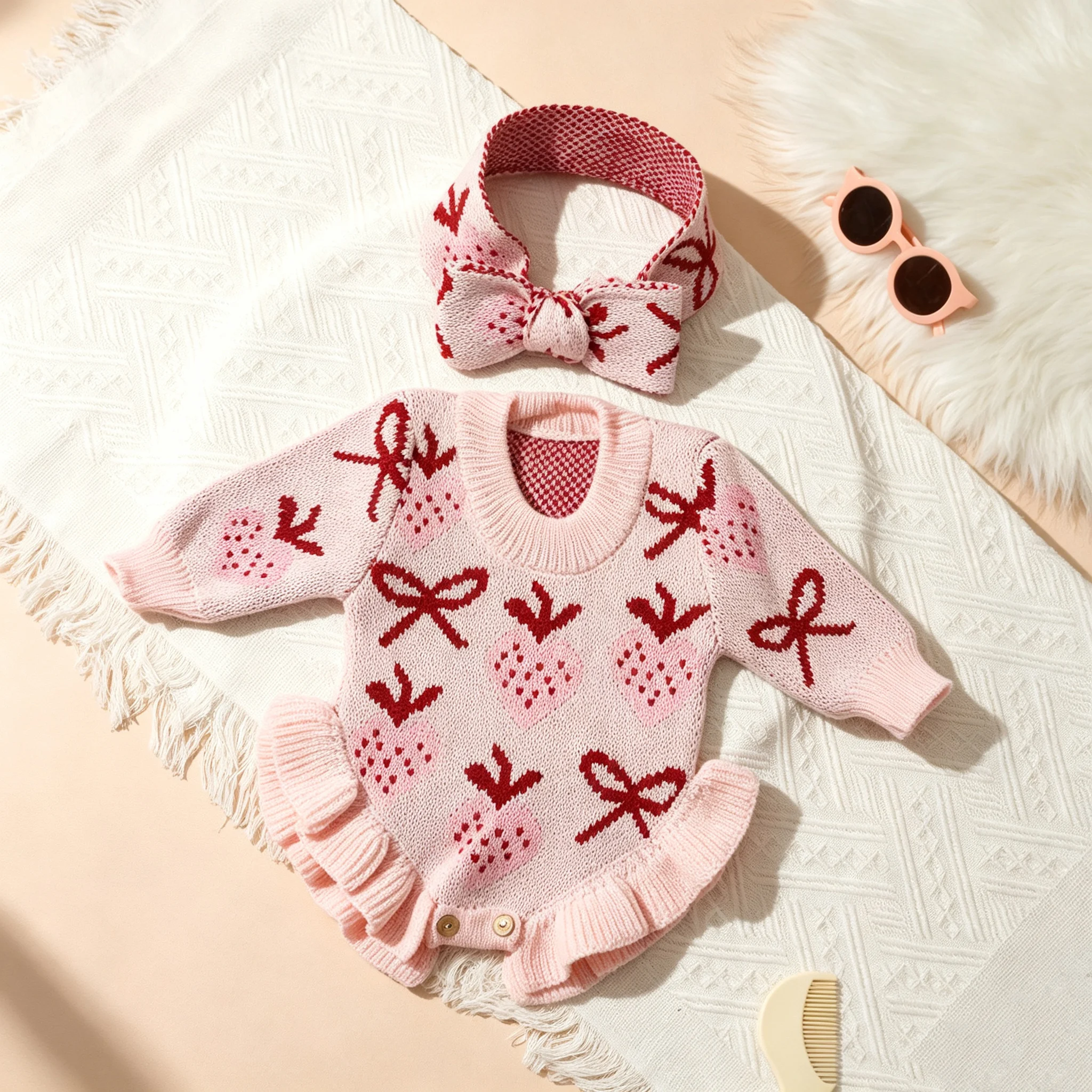 Strawberry Knitted Baby Romper - Baby Products Website review and price