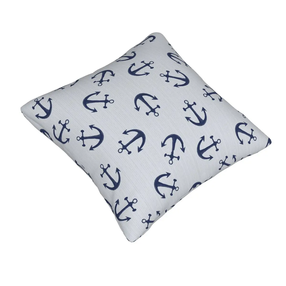 Maritime Pattern Of Blue Anchors On Light Gray Square Pillowcase Pillow Cover Cushion Comfort Throw Pillow for Home Living Room