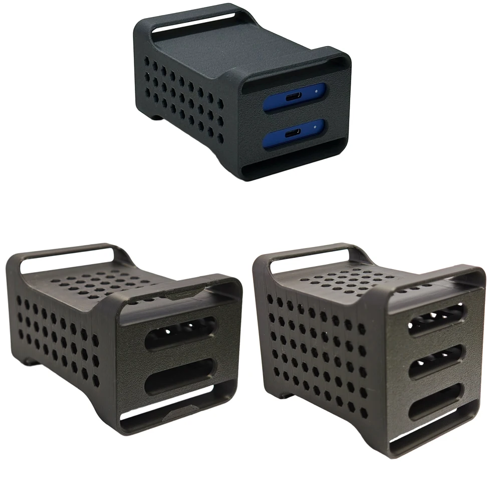 for Samsung T7 SSD Holder 3D-Printed, Matte Black – Secure Storage Case with Slide-Out Cover, Cooling Vents & Type-C Cable Slot