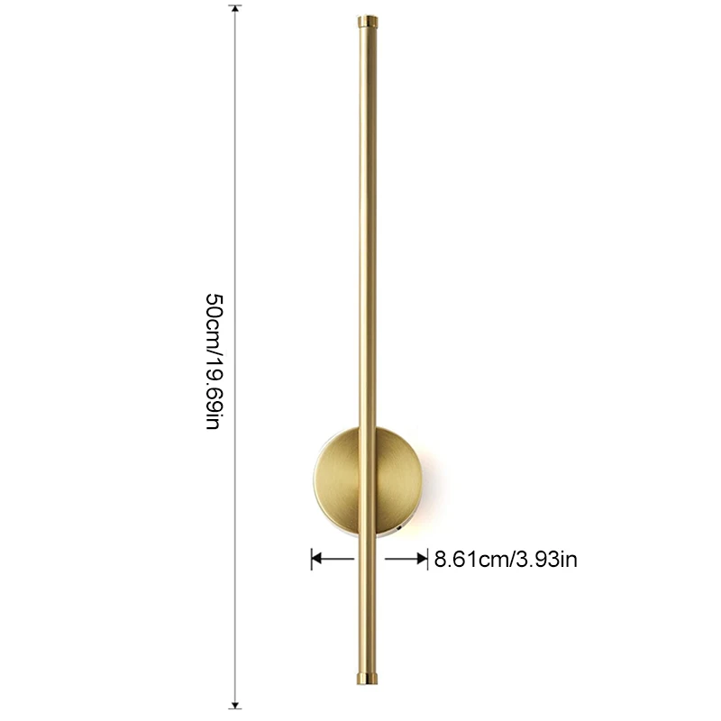 Moderne LED-wandoplaadlamp Draadloze installatie Afstandsbediening Traploos dimmen Goudzwarte afwerking 50/80CM Decoratieve verlichting - afbeelding 2