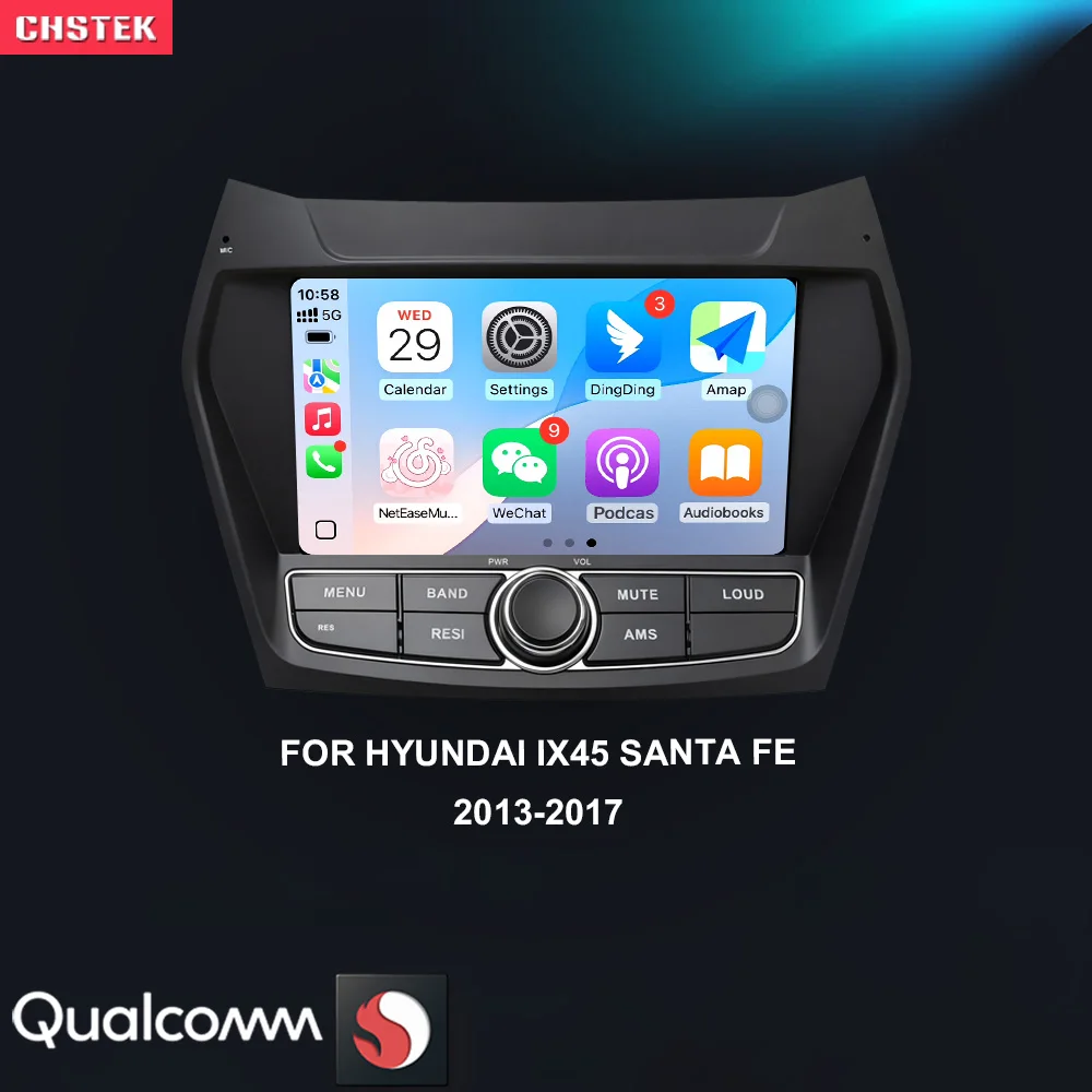 CHSTEK Car Radio Android 13 CarPlay For Hyundai IX45 Santa Fe SantaFe 3 2013-2017 Multimedia Stereo Navigation Bluetooth WIFI 4G