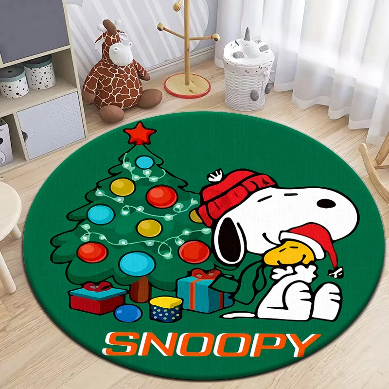 Cute Snoopy Round Carpet for Living Room Rugs Camping Picnic Mats Flannel Anti-Slip Rug Yoga Mat Gifts,carpets for living room