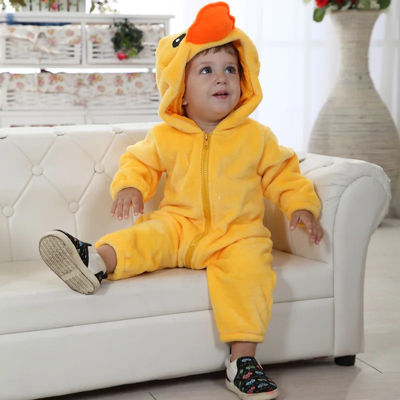 Lemurpapa Kigurumis Duck Baby Bodysuits Boys Girls Anime Onesie Cosplay Costume Baby Romper Infant Soft Flannel Halloween 0-3Y
