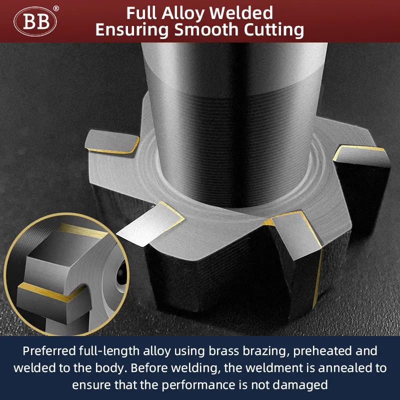 BB Tipped Carbide T Slot Milling Cutter Brazed Inlay Insert Alloy Diameter 12 to 80mm Thickness 2mm - 20mm Cast Iron Steel