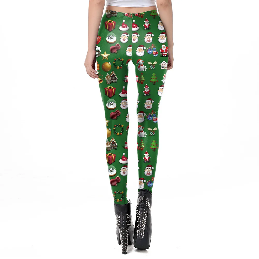 Nadanbao Sexy Kerstboom Print Leggings Vrouwen Mode Vakantie Feestbroek Meisjes Mid Taille Elastische Panty Lange Broek