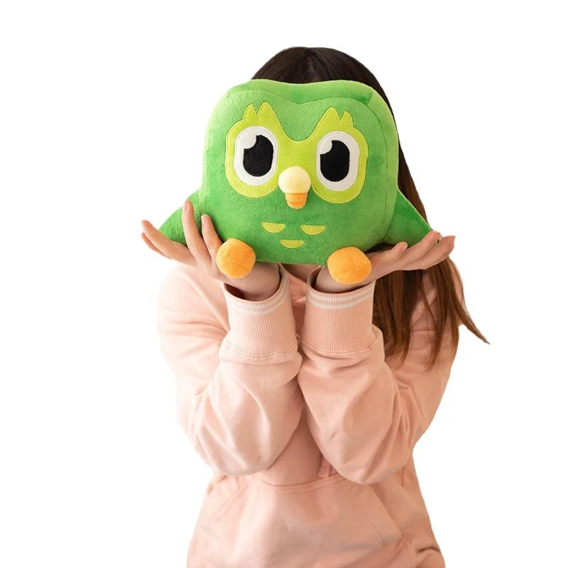 Duolingo Gufo Verde Peluche Morbido Farcito Simpatico Cartone Animato Animale Bambola Cuscino Decorazione della Stanza Ricompense di Apprendimento Giocattolo Regalo di Compleanno per Bambini