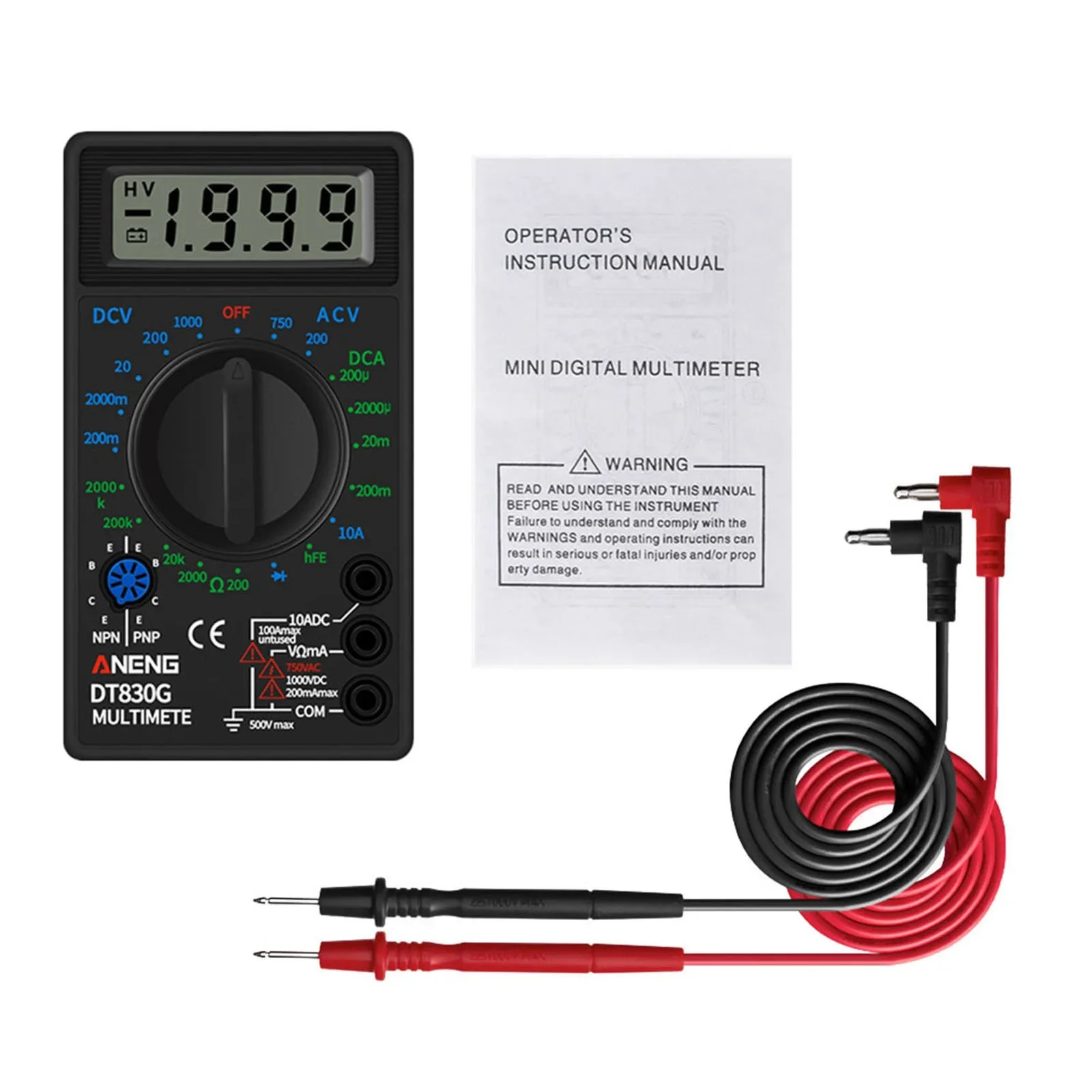 Compact Digital Multimeter Voltmeter Ammeter Ohmmeter Tester Meter ANENG DT830G Fast Measurement Easy to Carry