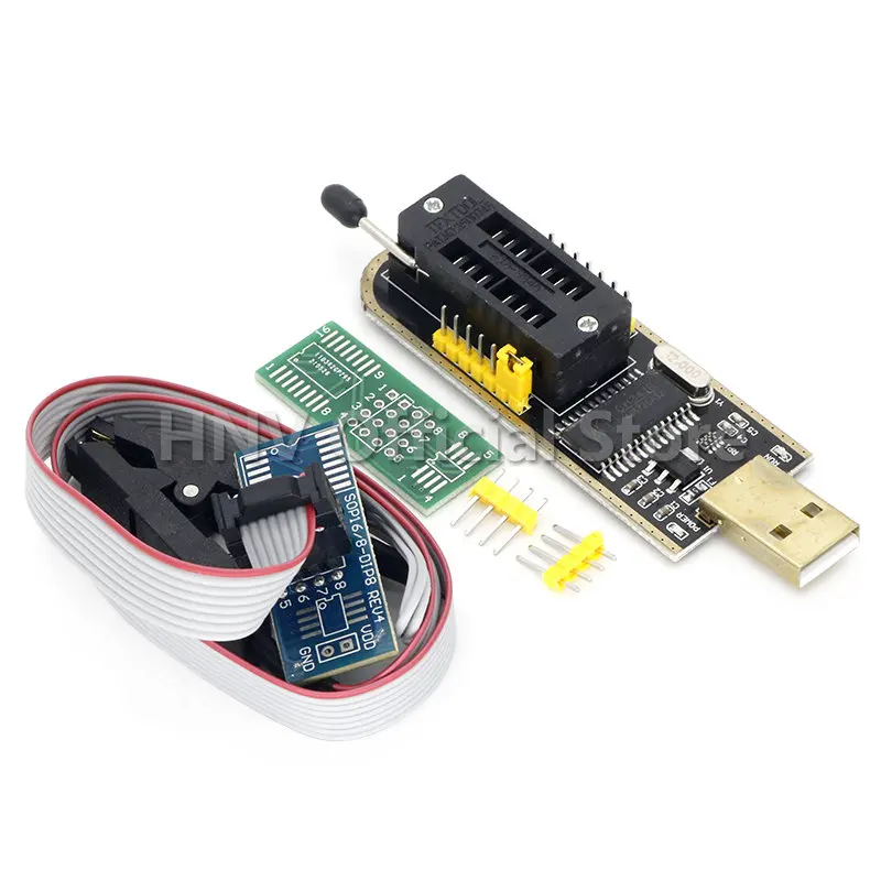 CH341 341A 24 25 Series EEPROM Flash BIOS USB Programmer Module + SOIC8 SOP8 Test Clip For EEPROM 93CXX / 25CXX / 24CXX