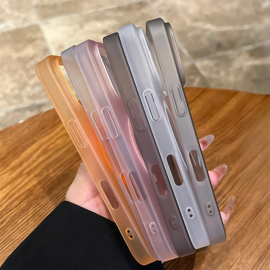 Magnetic Ultra Thin Matte Hard PC Clear Case For iPhone 15 14 13 12 16 17 Pro Max Orange Translucent For Magsafe Wireless Cover
