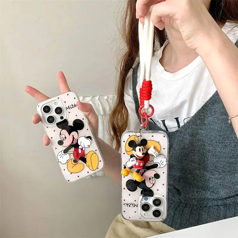 Disney-funda de Mickey Mouse para iPhone, carcasa transparente de silicona a prueba de golpes para iPhone 16, 15, 14, 13, 12, 11, Mini Pro Max, XR, XS Max, 78 Plus