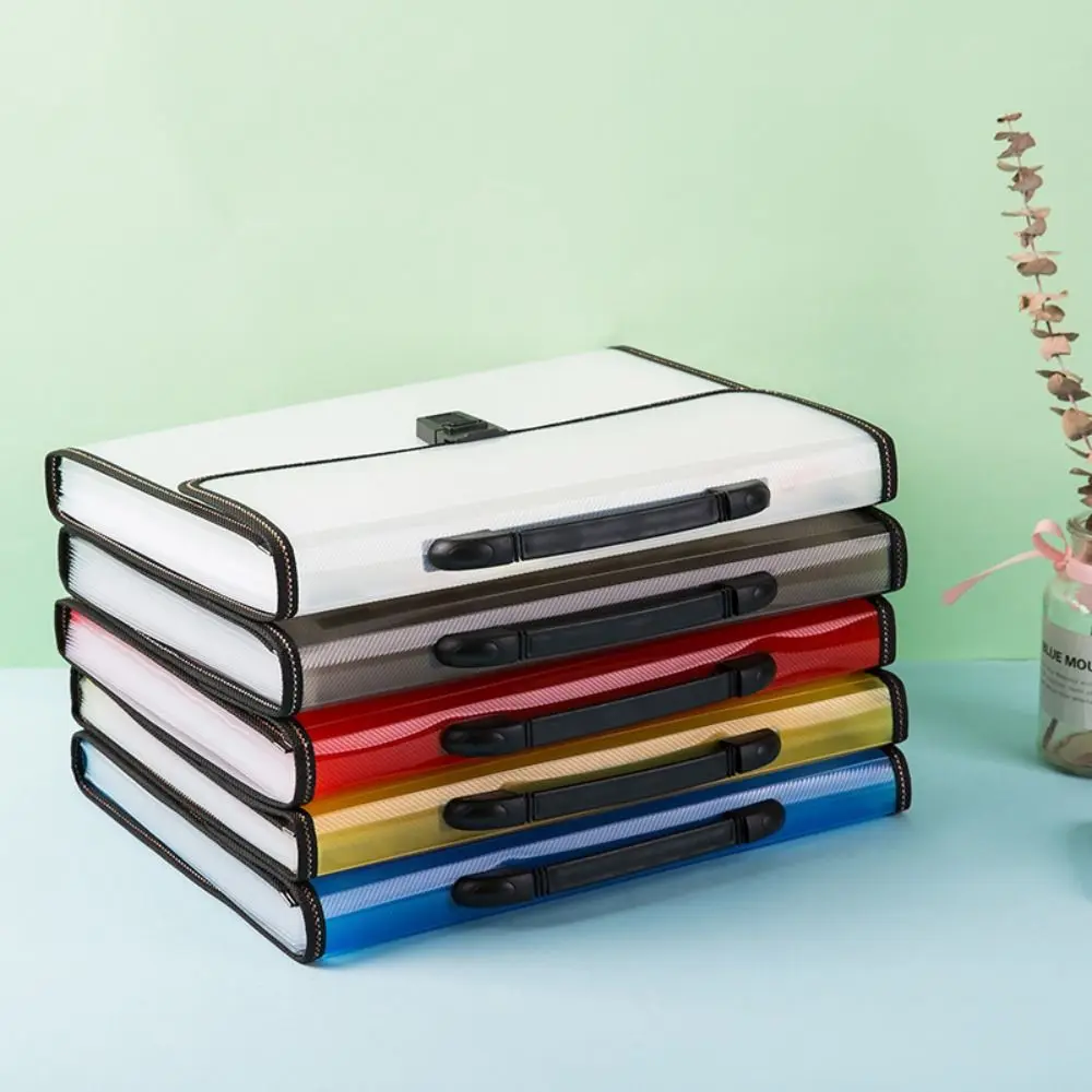 Durable Plastics Paper File Organizer Large Capacity A4 FC Size Briefcase With Handle Document Bag Data Contract Bill Storage