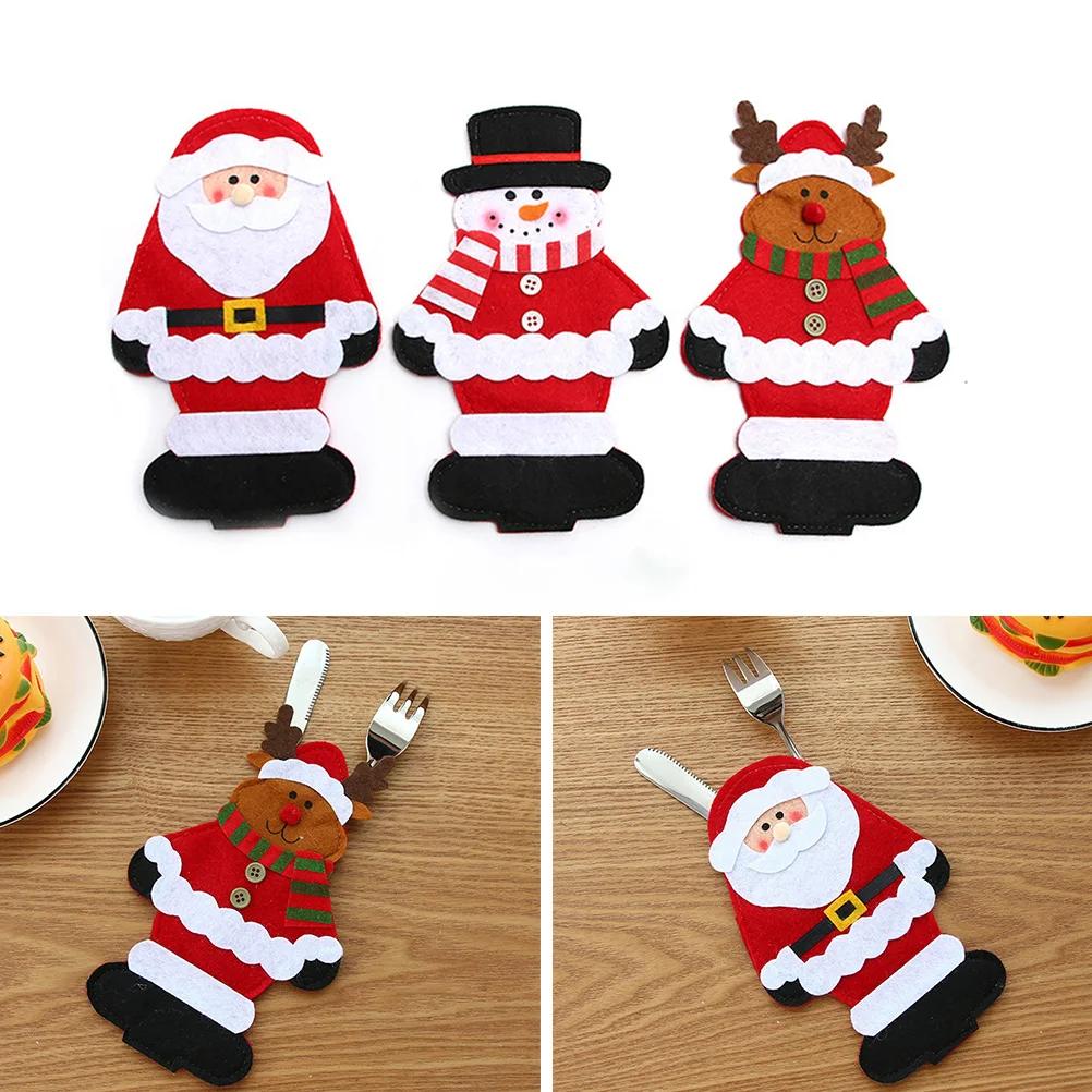 

6 Pcs Christmas Knife and Fork Bag Set Holder Tableware Cutlery Bags Pocket