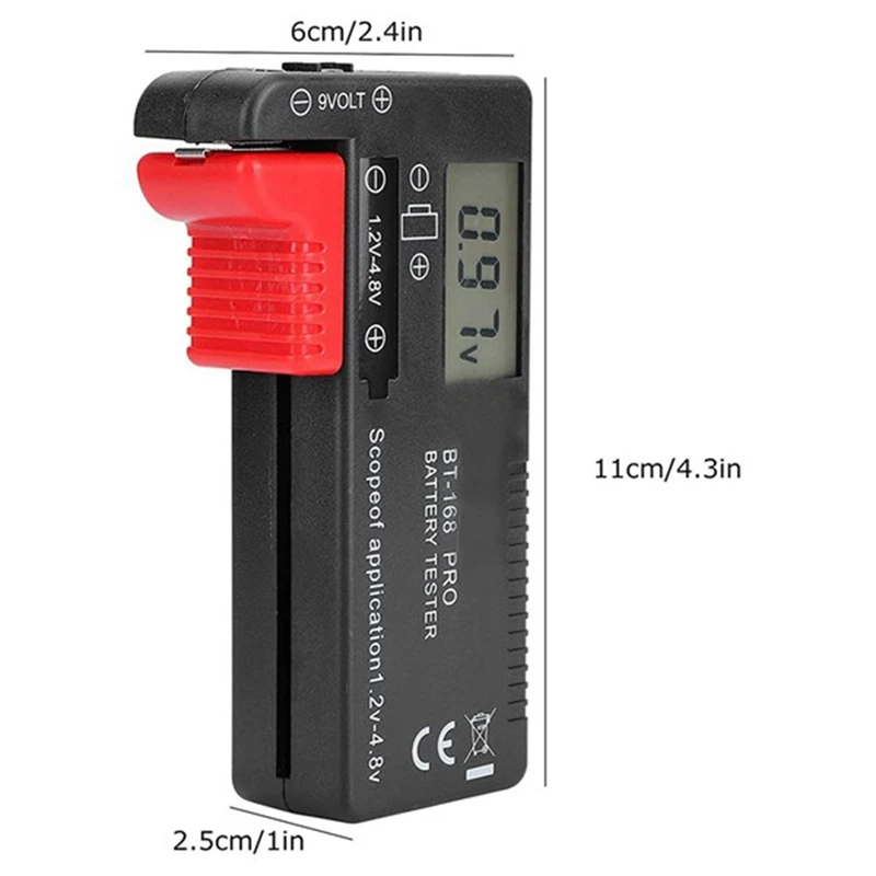 BT-168 PRO Battery Capacity Tester Digital Battery Checker Plastic Portable Cell Tester For AA 1.5V 9V