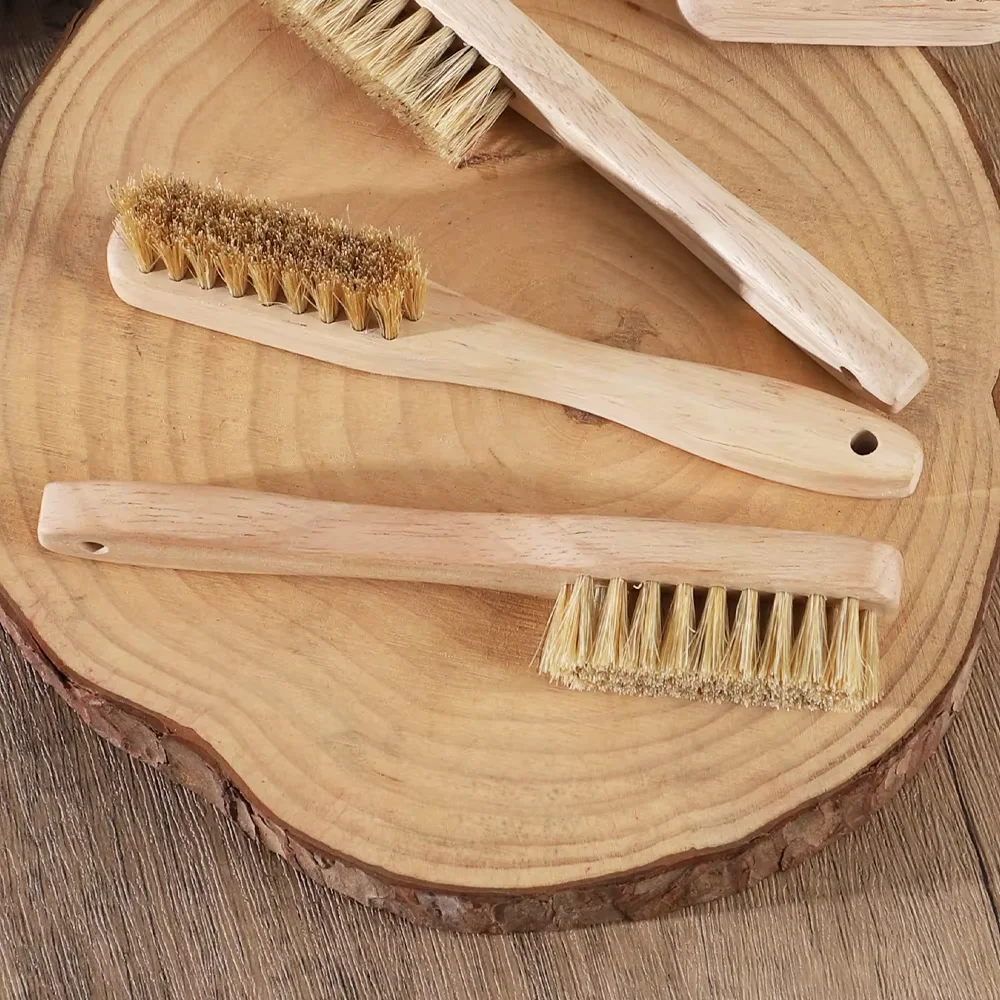 1/3 Stück Kleine Massivholz-Nagelbürste mit Langem Griff und Wildschweinborsten - Natürliches Tragbares Handpflege-Werkzeug zur Reinigung von Nagelzwischenräumen – Detail 5