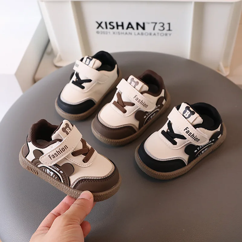 

Детские осенние кроссовки с ракушечной головкой, детская нескользящая обувь для малышей, кроссовки First Step для мальчиков, детская трендовая модная спортивная обувь