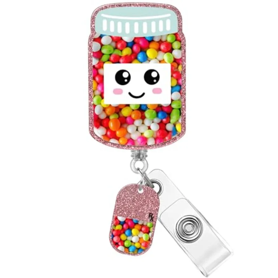 Badge Reel Holder Retractable with ID Clip for Nurse Nursing - Pharmacy Cute Name Tag Card Funny Accessories with Alligator Cli