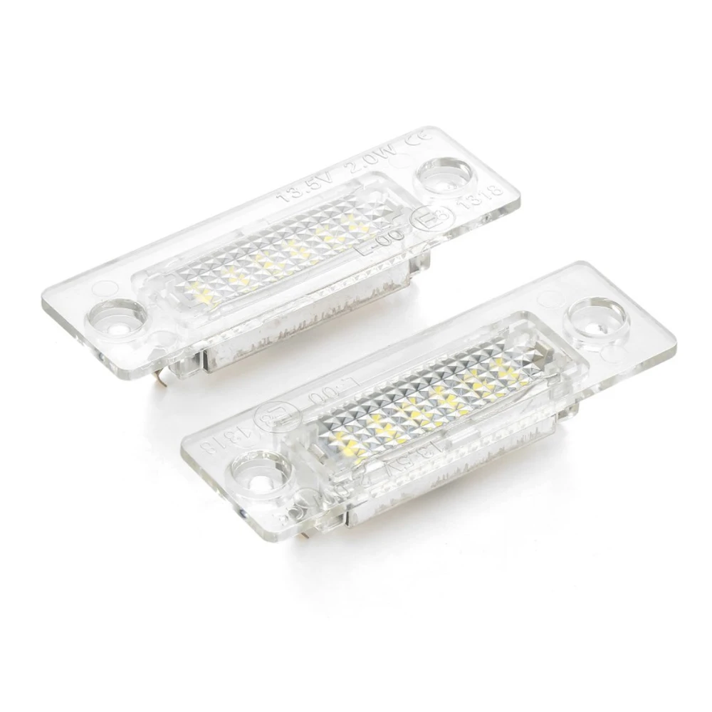 2pcs LED License Number Plate Light For VW Passat B5.5 B6 Transporter T5 Jetta Mk5 Touran MK1 Caddy Golf Plus Mk5 White CANbus