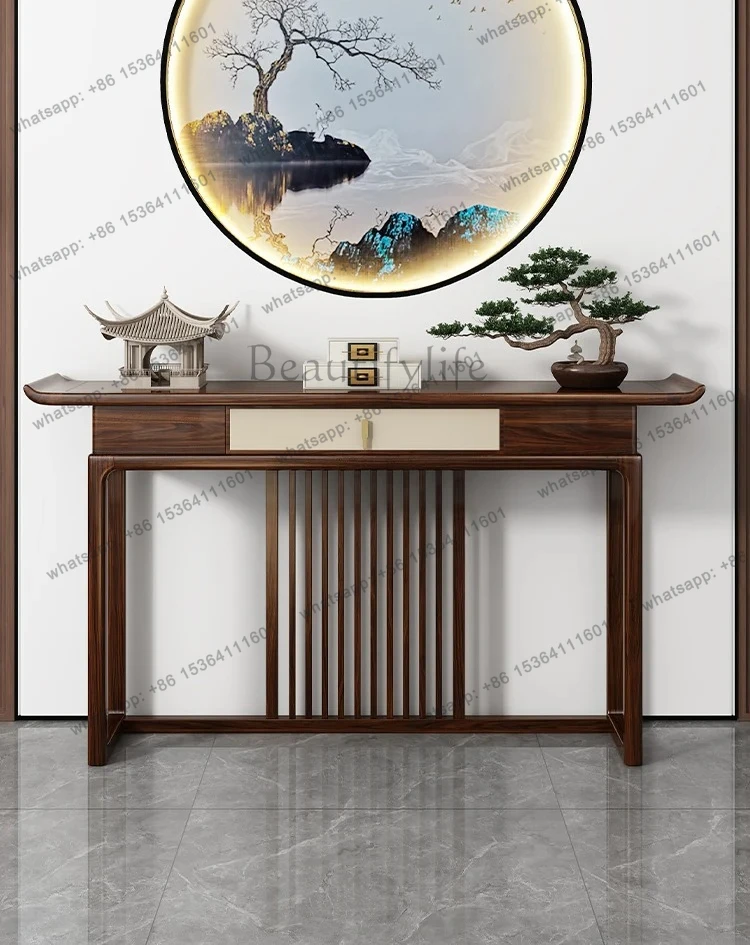 strip case against the wall, living room entry entry table case, ultra-narrow solid wood ebony entrance cabinet