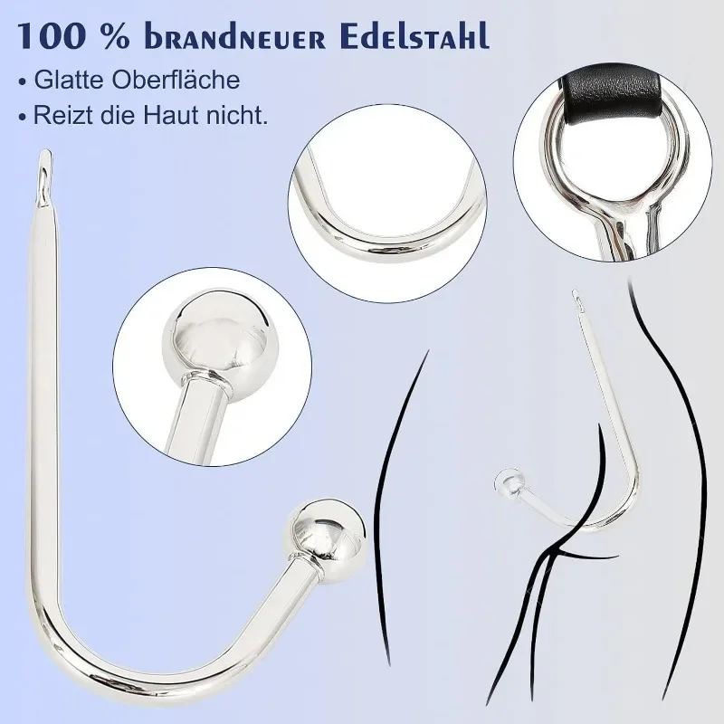 Bsie M-Kit de bondage de cou de collier en cuir de taille réglable, jouets sexuels, crochet anal, plug anal en métal, jeux Madult, flirt de couple