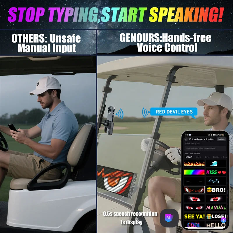 AI Voice Function LED Logo APP LED Matrix Pixel Panel Night Light DIY Programmable Flexible LED Display for Car Truck Accessorie