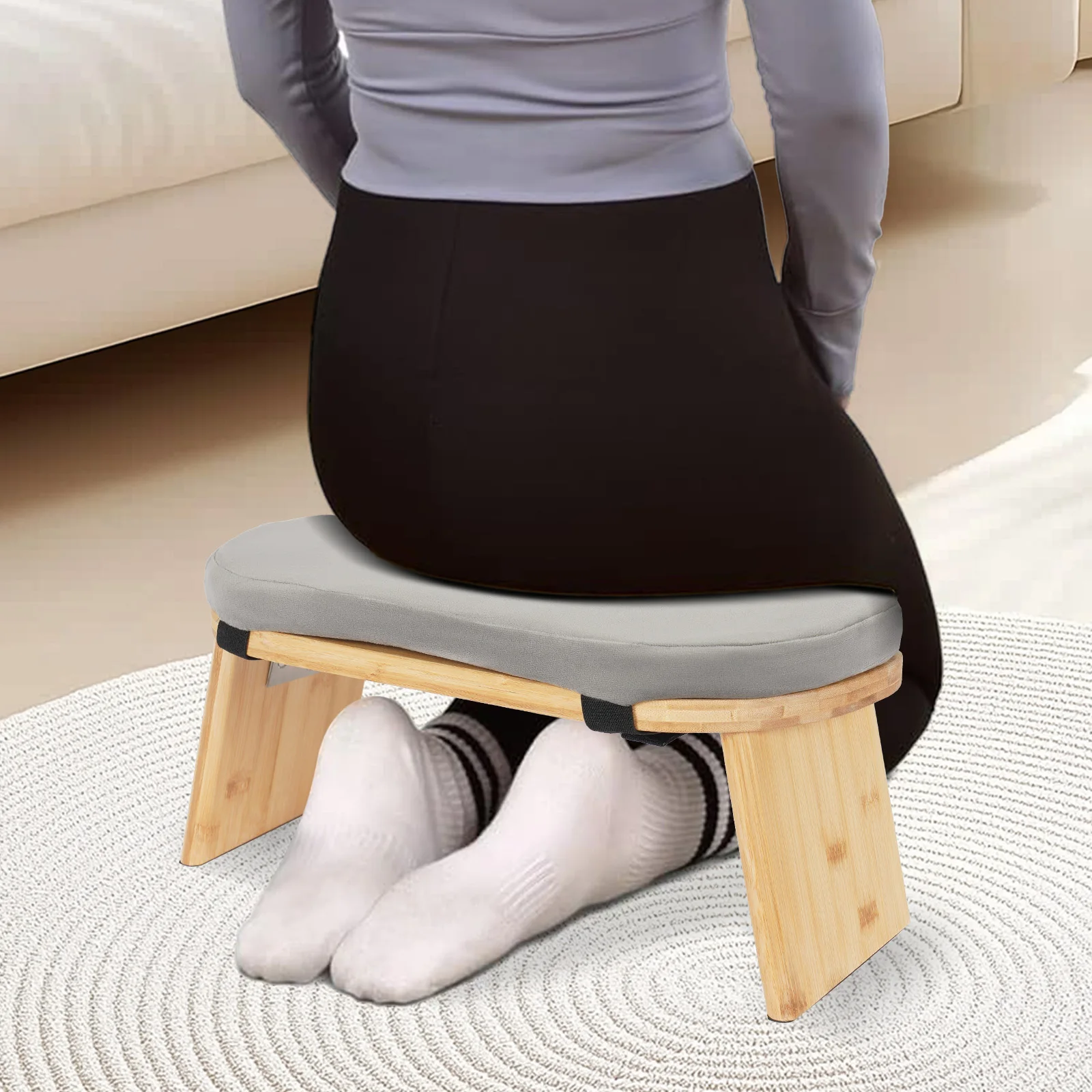 Foldable Meditation Bench Kneeling Meditation Stool for Home Kneeler Meditations Yoga Prayer Coffee/Gray/Green JJ1753