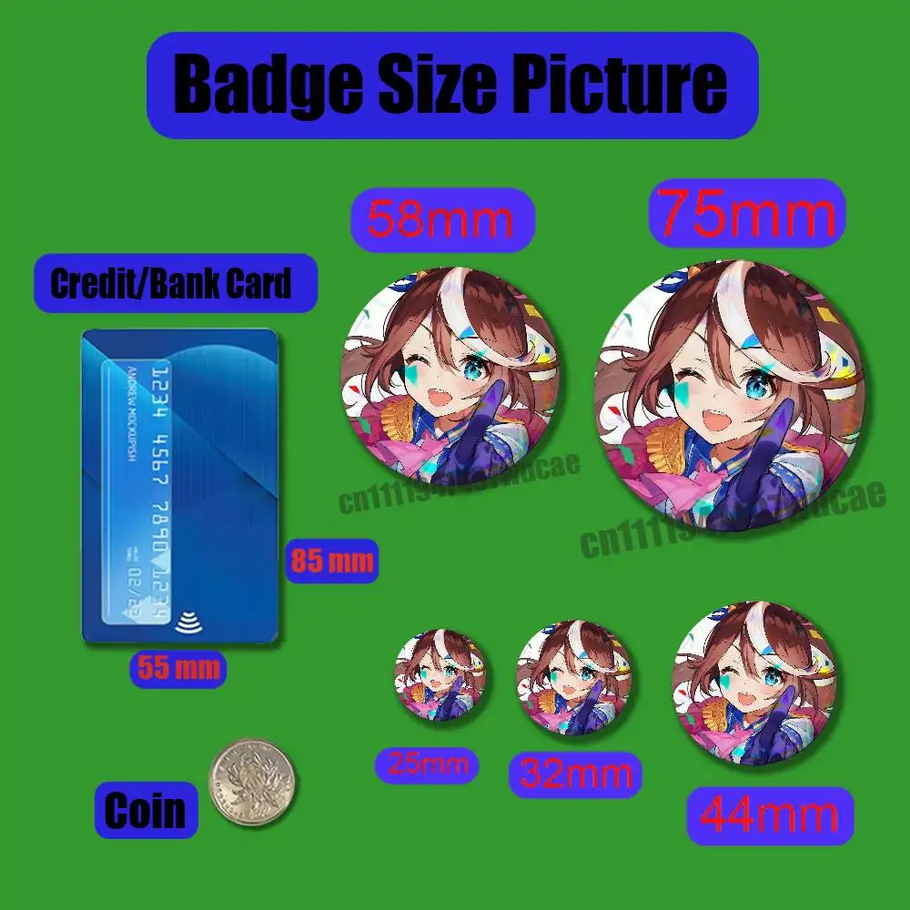 For Custom Badge Emblem Insignia Brooch Button Laser Cover 44mm U-Umamusume Pretty Derby Tokai Teio Pin Case