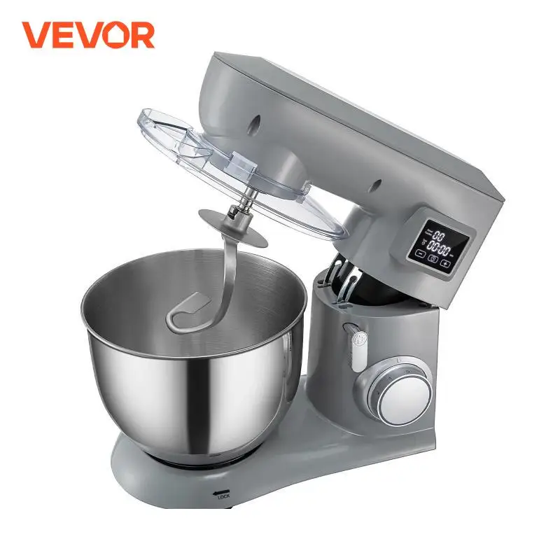 

VEVOR Stand Mixer 450W Electric Dough Mixer with 6 Speeds LCD Screen Timing Tilt-Head Food Mixer with 7.4Qt Stainless Steel Bowl