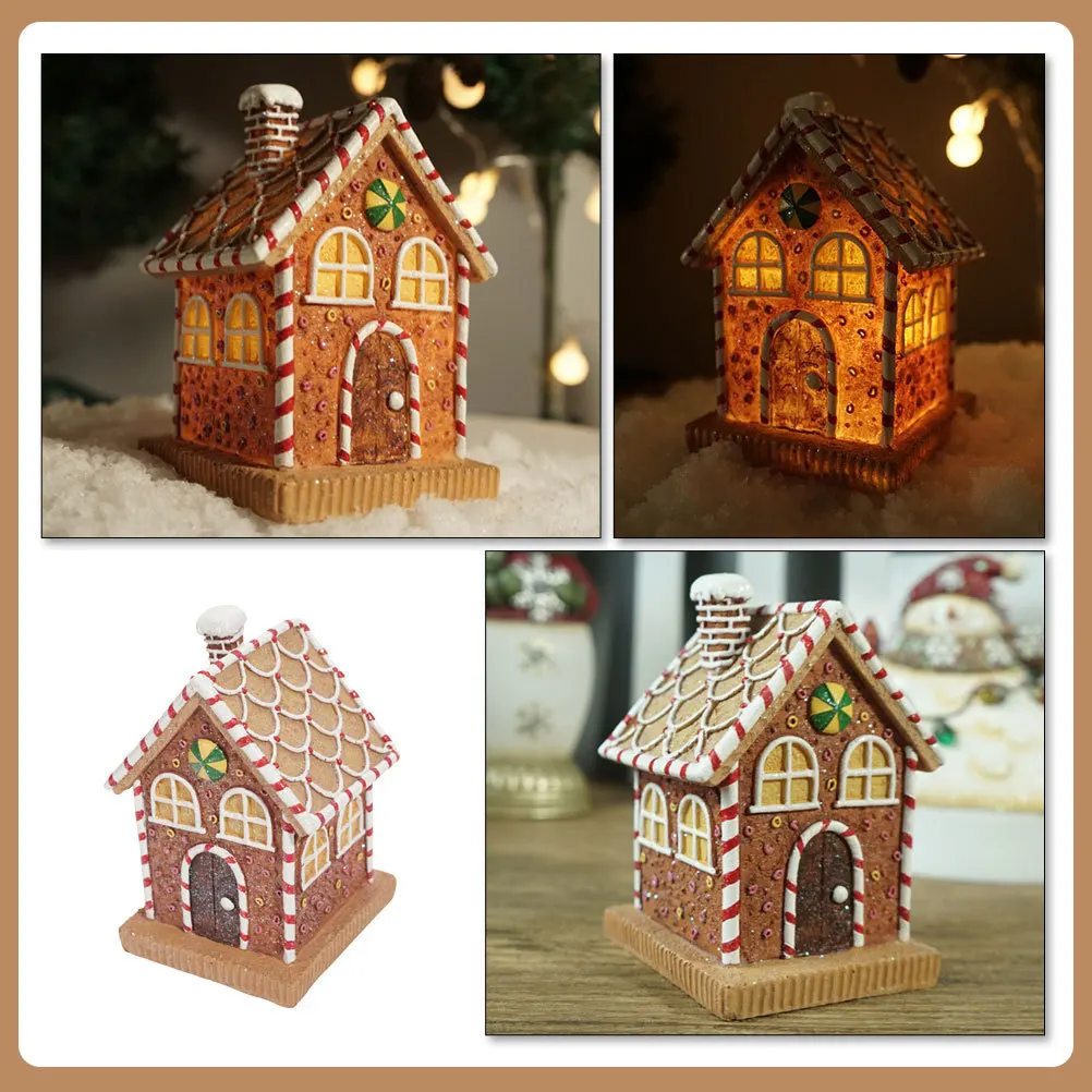 

Gingerbread Ornament Lighted Mini For Christmas Decor Table Home Bookcase Holiday Party Decoration Festive