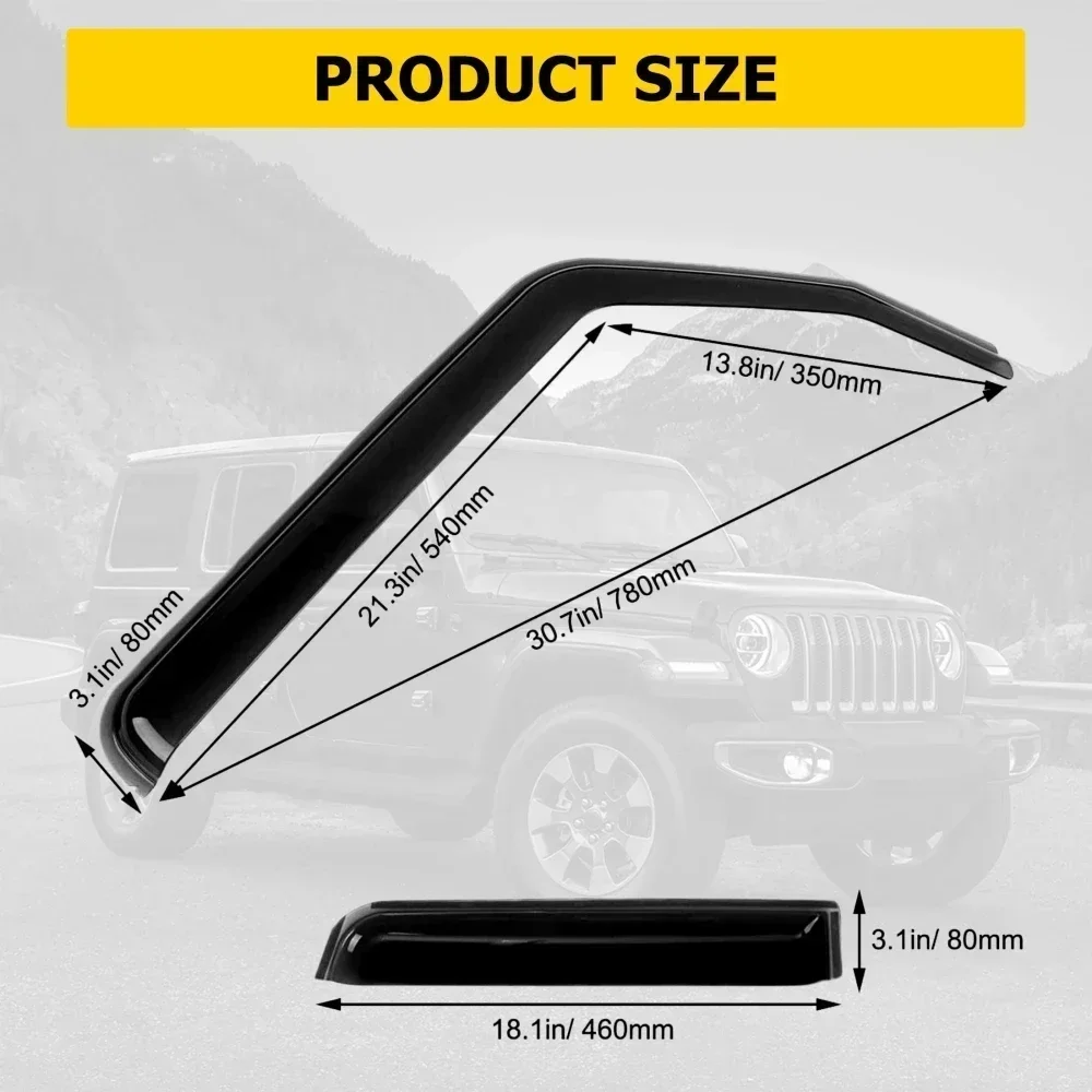 4Pcs Side Window Deflectors Rain Guards Visor Sun Weather Shield Window Guards Shelters ABS For Jeep Wrangler JL 2018-2025