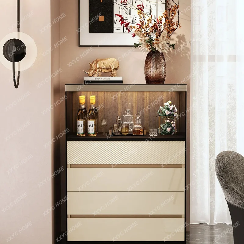 XX light luxury dining side wine cabinet integrated against the wall household living room locker high-end atmospheric
